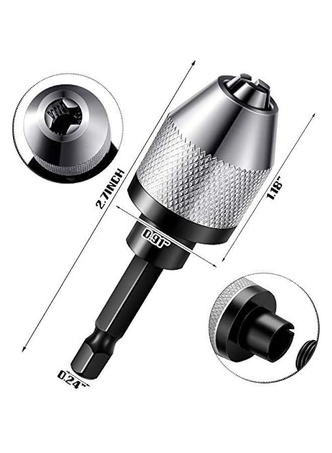 Honoson Keyless Drill Chuck Bit 1/4 Inch Hex Shank Keyless Drill Chuck Fast Change Converter Extension Screwdriver Adapter in 0.3-6.5 Mm, 0.3-3.6 mm for Tool Attachment(2 Pieces) - Image 2